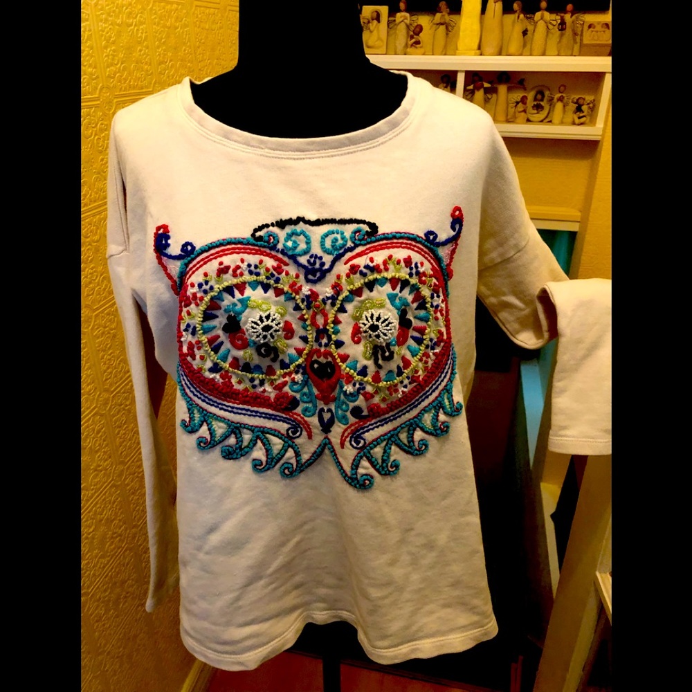 Beaded owl sweatshirt